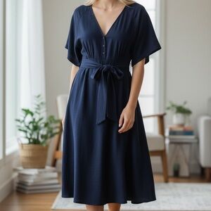 Storee Navy Blue Dolman Sleeves Dress Size S